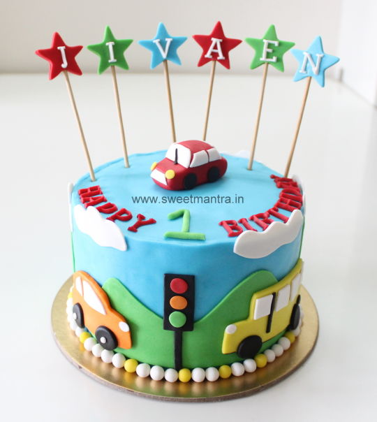 Boy Car Theme Birthday Cake