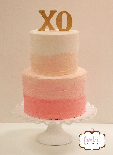 Coral Ombre Wedding Cake Buttercream