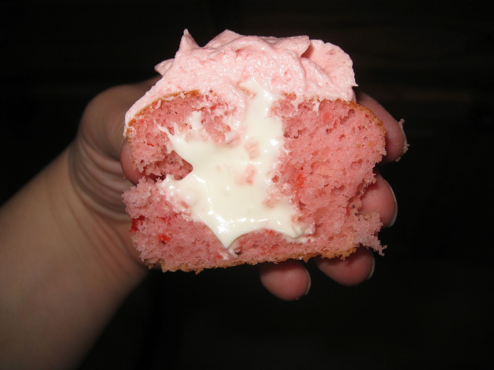 Cupcake with Strawberry Cream Cheese Filling