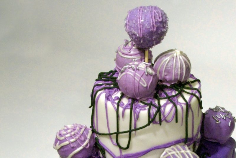 Elegant Black and Purple Birthday Cake