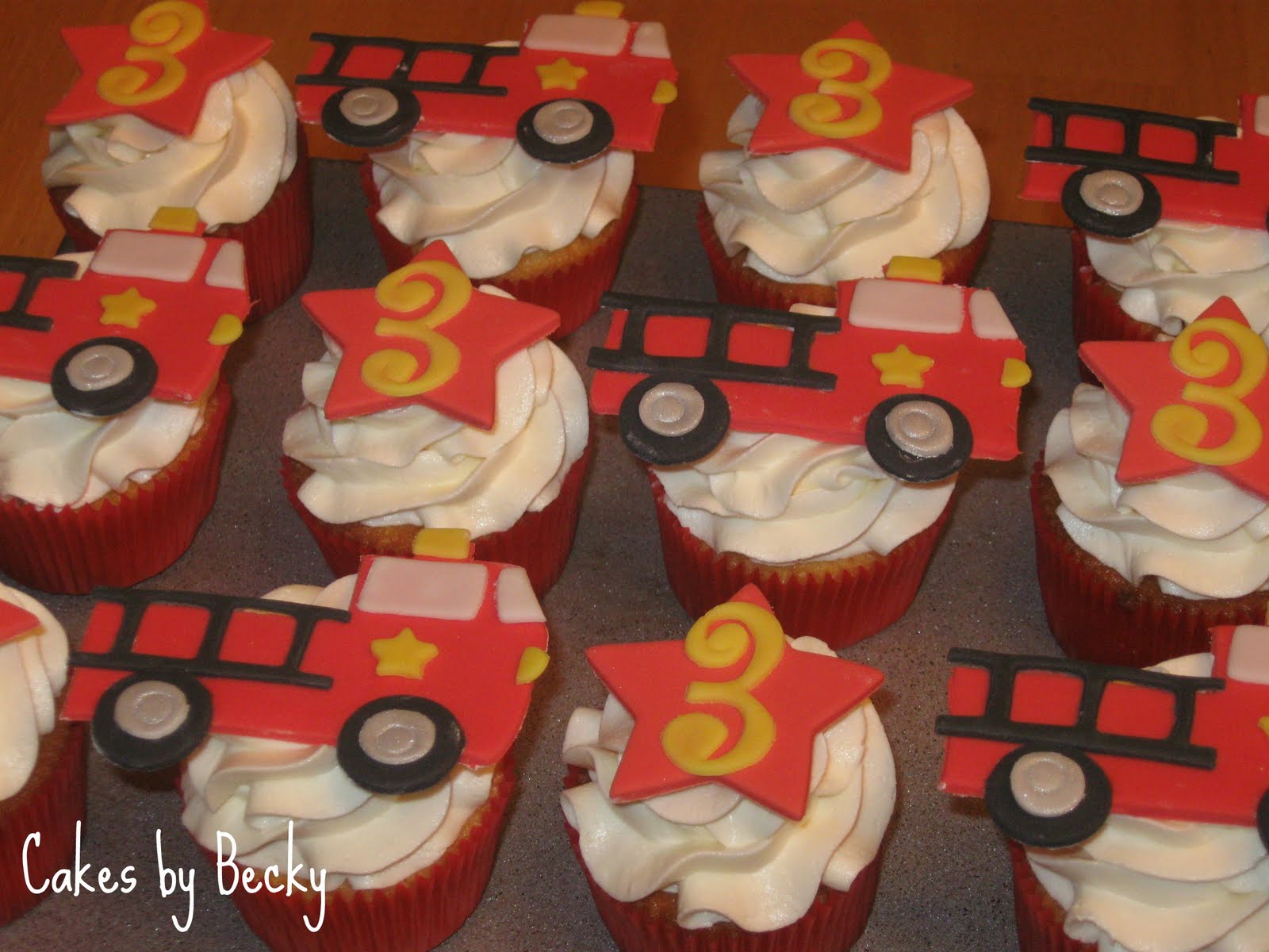 Fire Truck Birthday Cupcake Cake