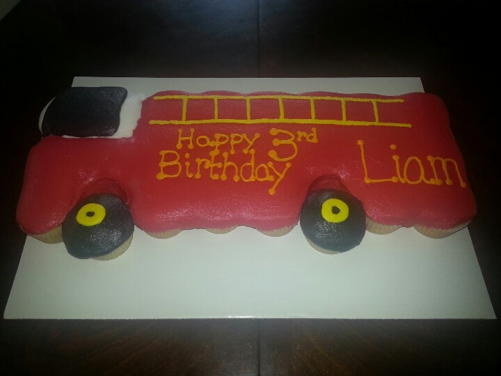 Fire Truck Birthday Cupcake Cake