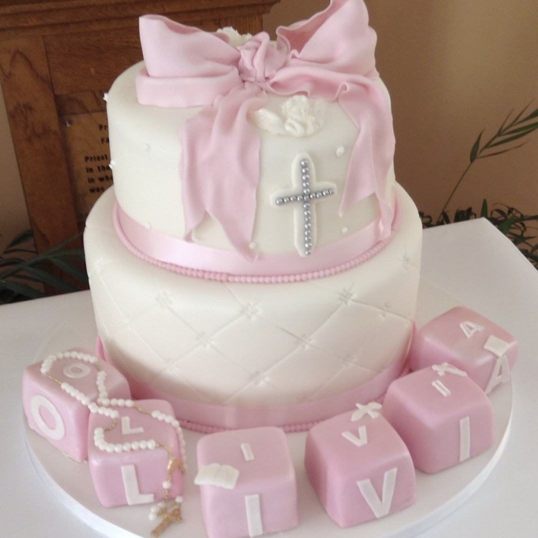 Girls Baptism Two Tier Cake