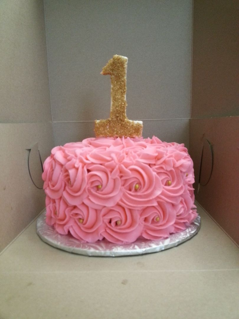 Gold and Pink 1st Birthday Cake