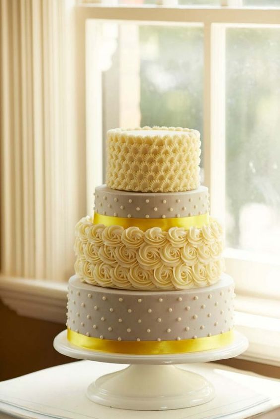 Grey and Yellow Wedding Cake