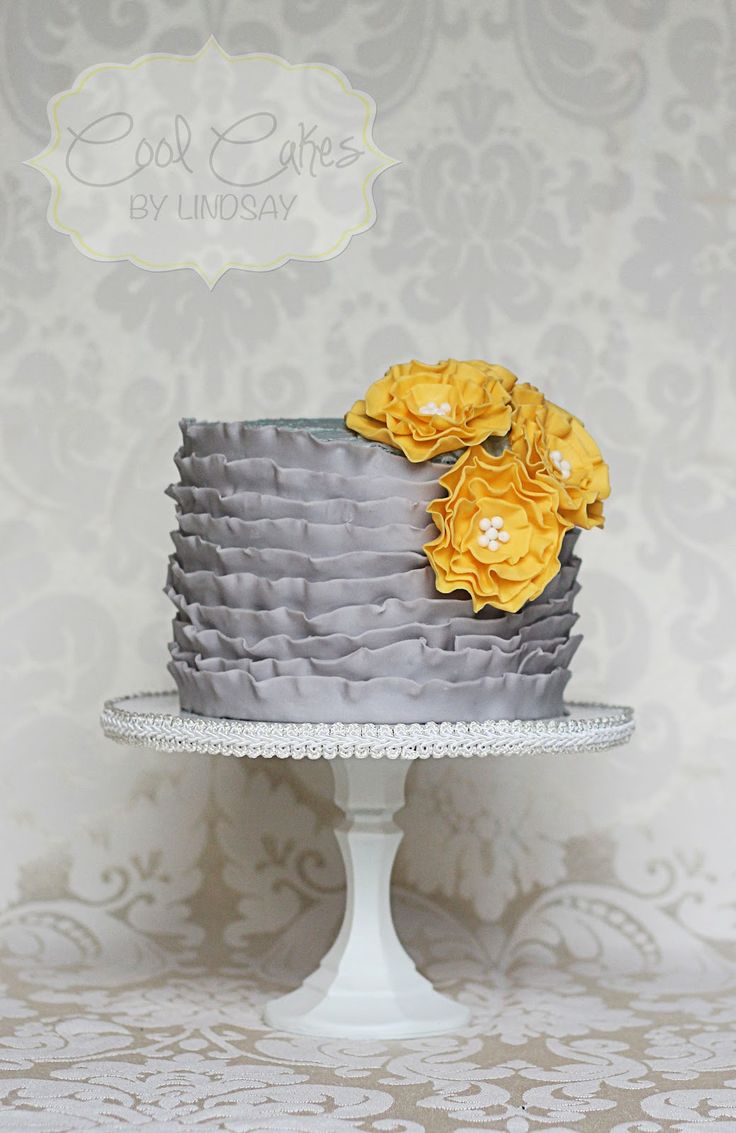 Grey and Yellow Wedding Cake