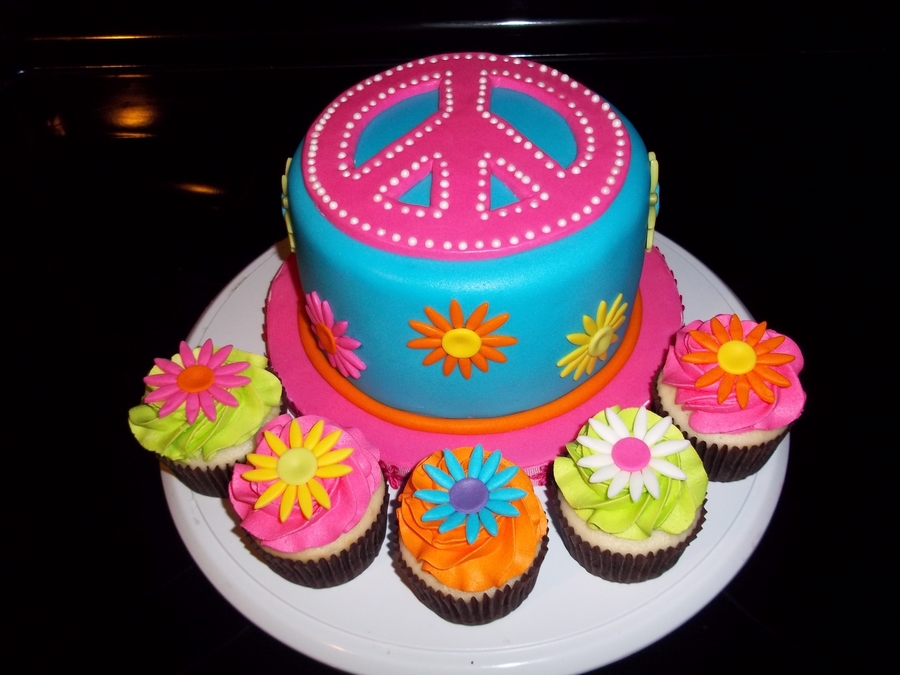 Happy Birthday Peace Sign Cake