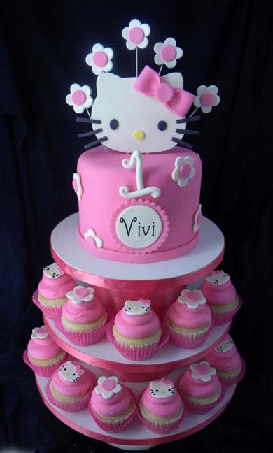 Hello Kitty Cake and Cupcakes