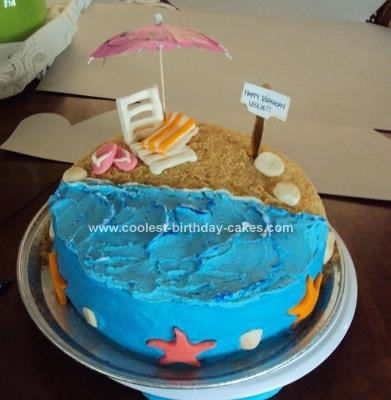 Homemade Beach Theme Birthday Cake