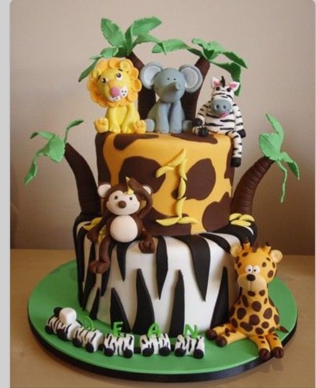 Jungle Animal Birthday Cake