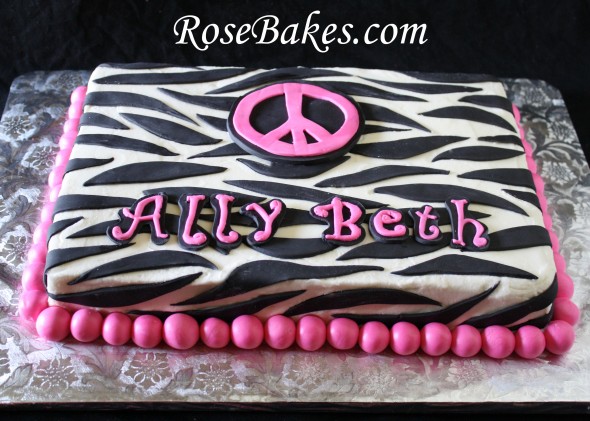 Pink and Black Zebra Sheet Cake