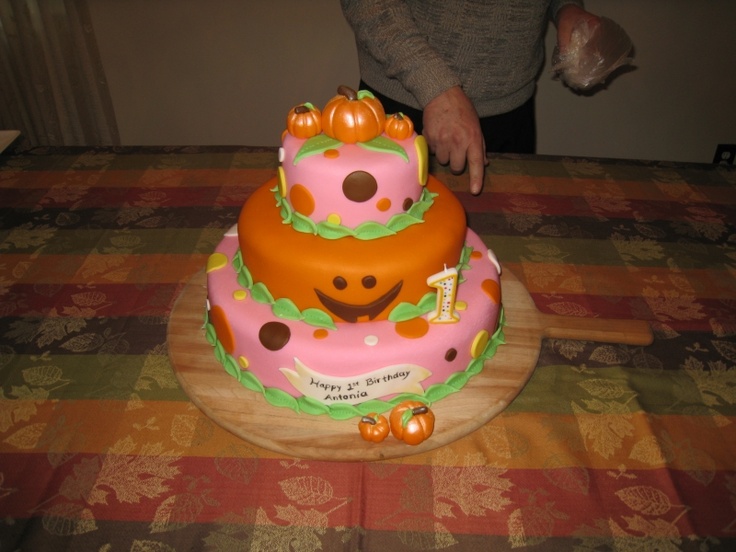 Pumpkin Theme First Birthday Cake