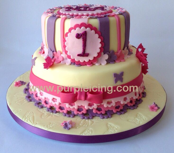 Purple 1st Birthday Cake