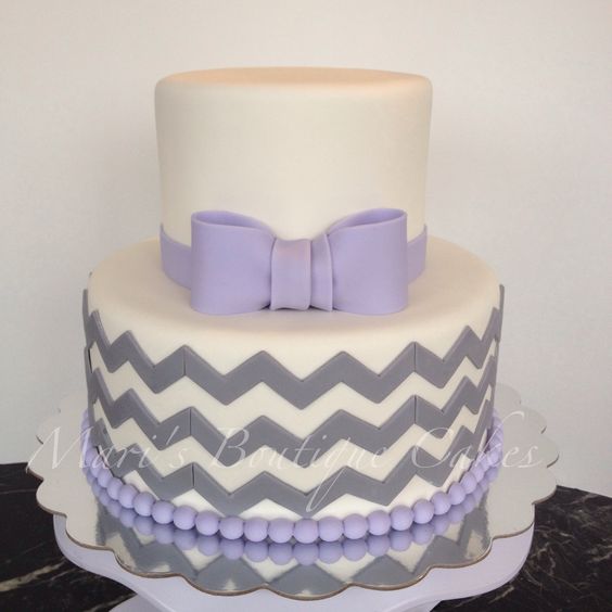 Purple Chevron Baby Shower Cake