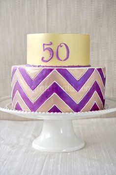 Purple Chevron Birthday Cake