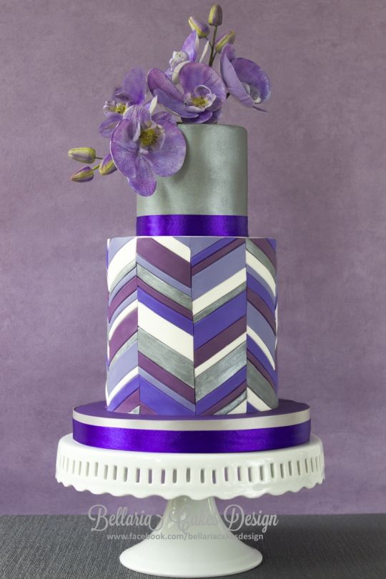 Purple Chevron Wedding Cake