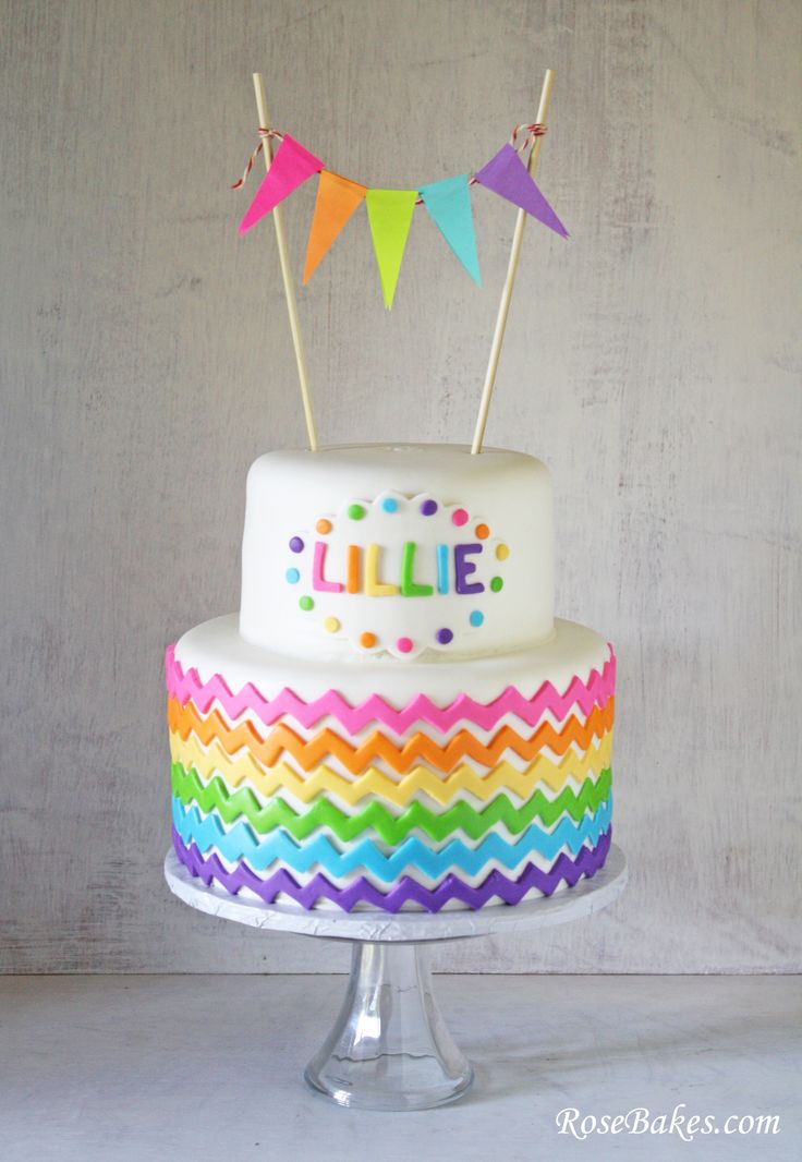 Rainbow Chevron Birthday Cake