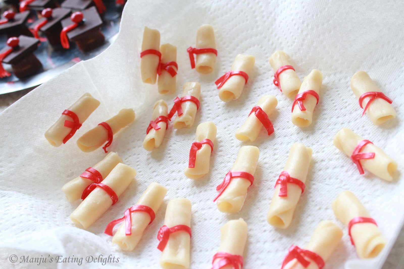 Red and White Graduation Cupcake