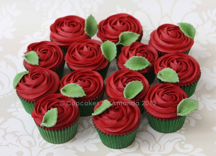 Red Buttercream Rose Cupcakes