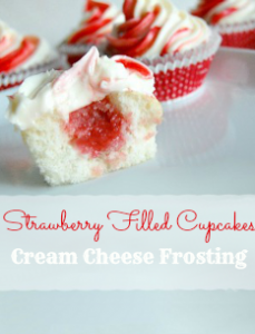 Strawberry Filled Cupcakes with Cream Cheese