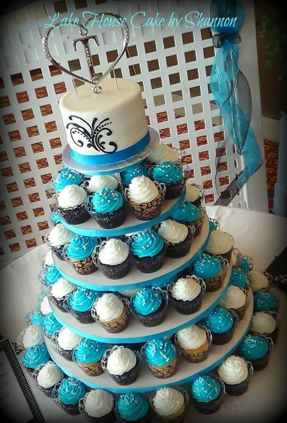 Turquoise Wedding Cake Cupcakes