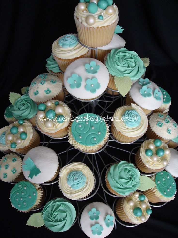 Turquoise Wedding Cupcakes