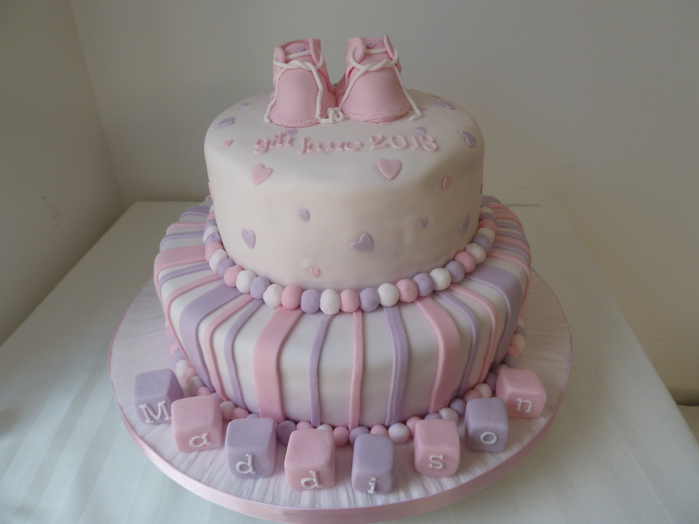 Two Tier Christening Cake