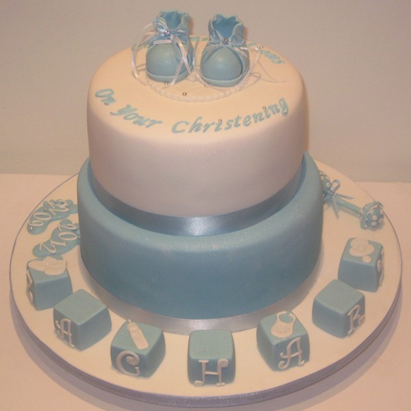 Two Tier Christening Cake