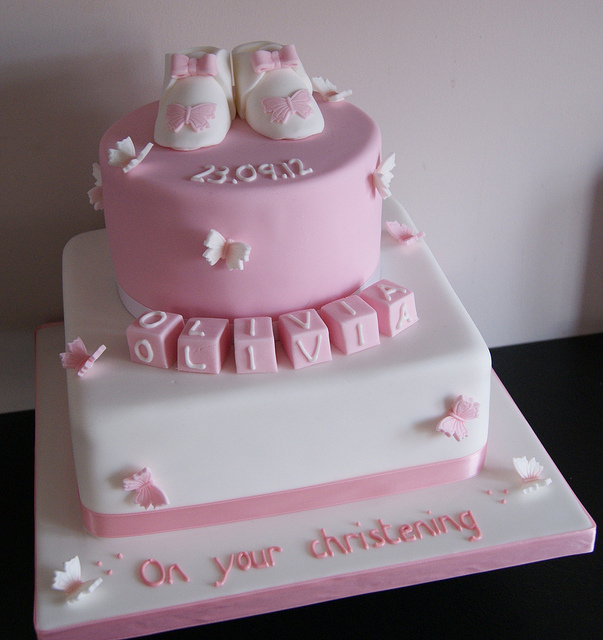 Two Tier Christening Cake