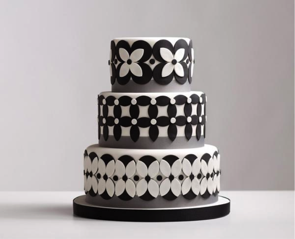 Vintage Black and White Wedding Cake