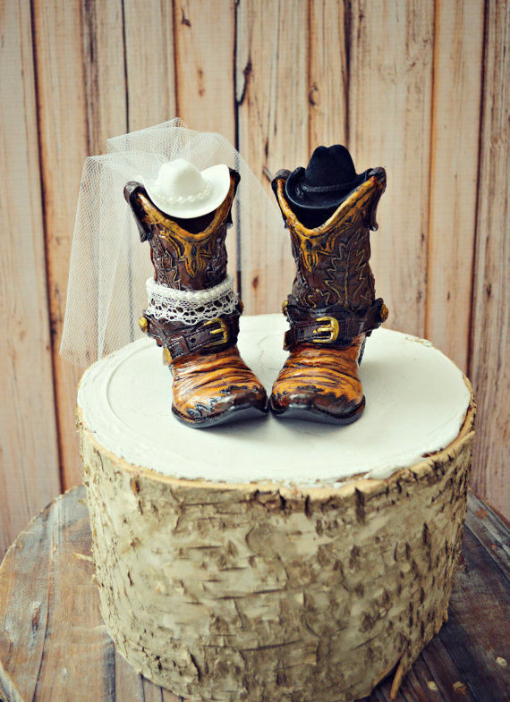 Western Wedding Bride and Groom Cake Topper