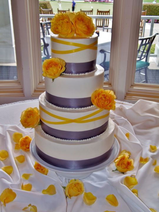 Yellow and Gray Wedding Cake