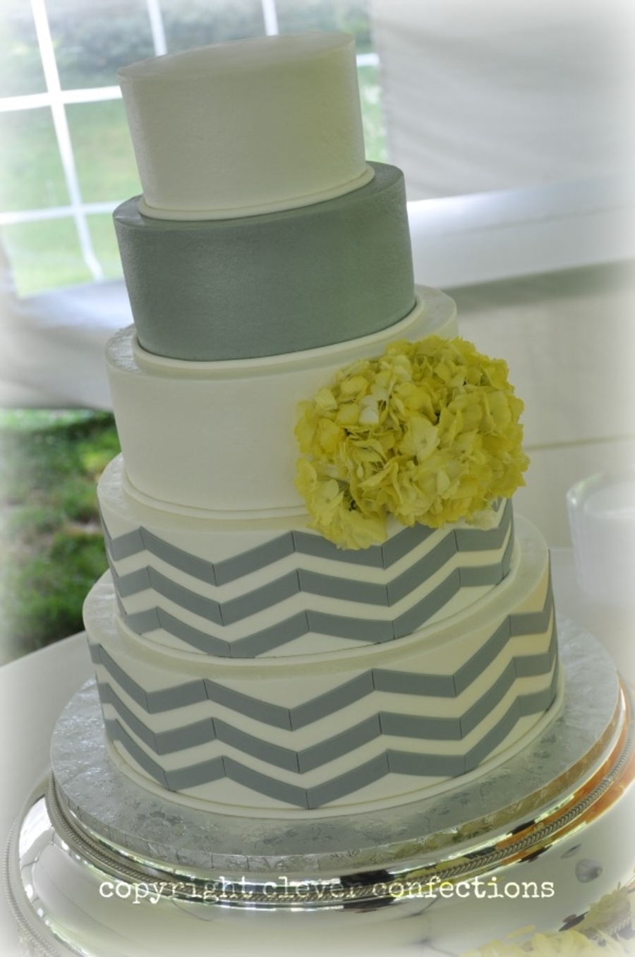 Yellow and Grey Chevron Cake