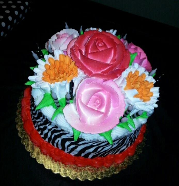 Zebra Cake with Flowers