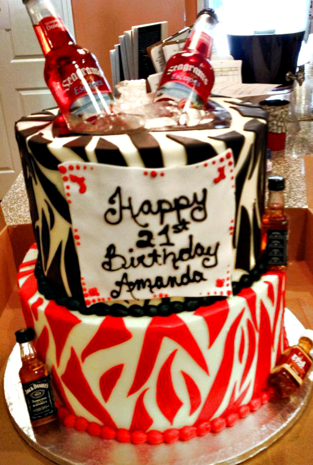 21st Birthday Cakes with Alcohol