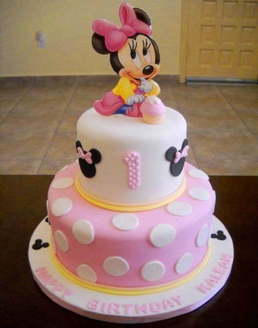 6 Photos of Minnie Mouse Fondant Birthday Cakes