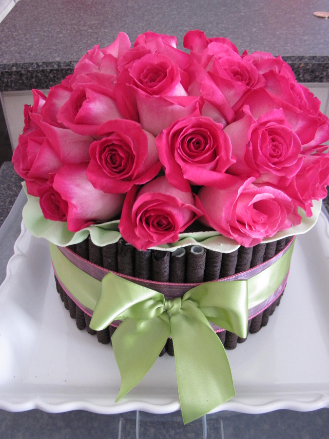 Birthday Cake with Fresh Flowers