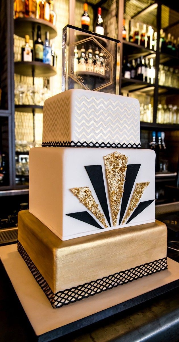 Black and Gold Art Deco Wedding Cakes