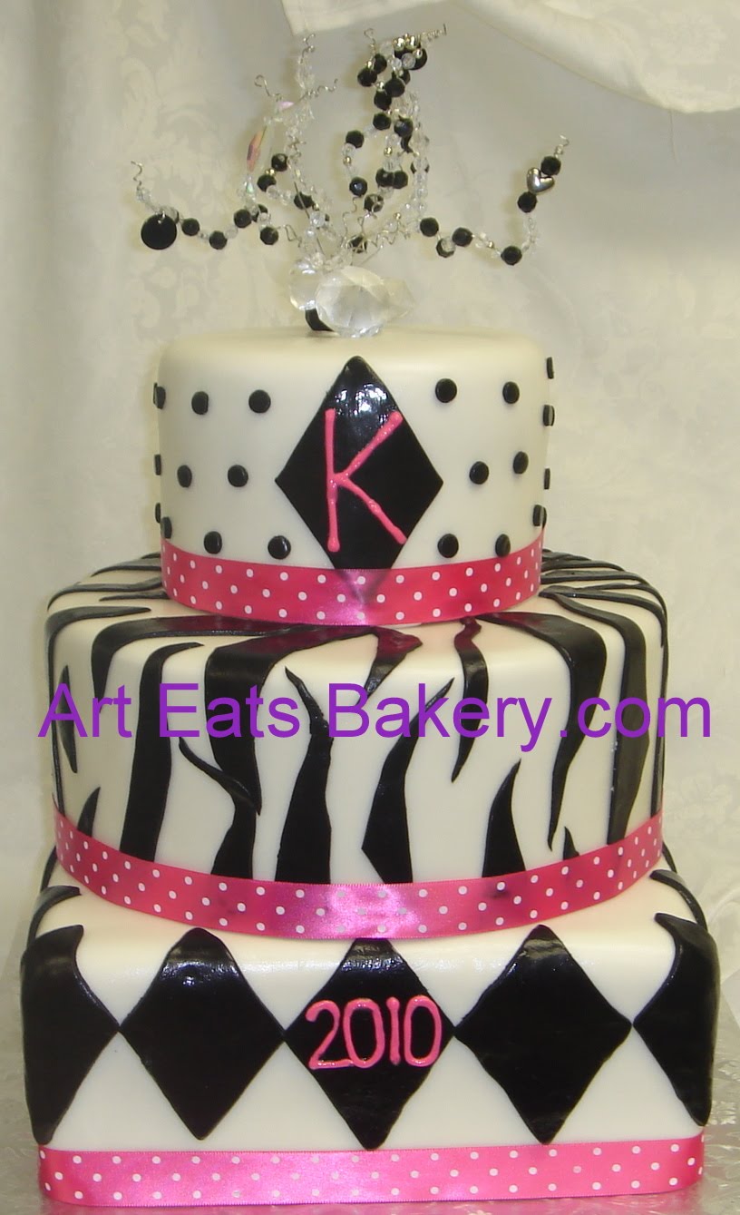 Black and White Graduation Cake