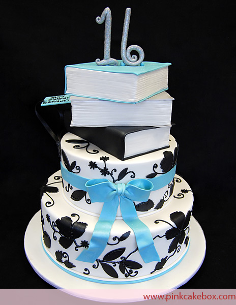 Book Themed Sweet 16 Cake