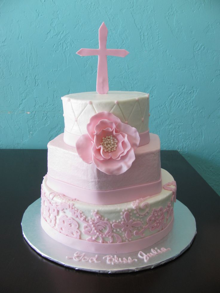 Christening Pink Baptism Cake