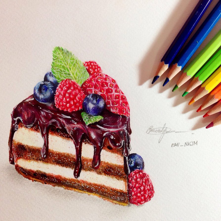 Colored Pencil Drawing Cake