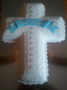 Cross-Shaped First Communion Cake for Boys