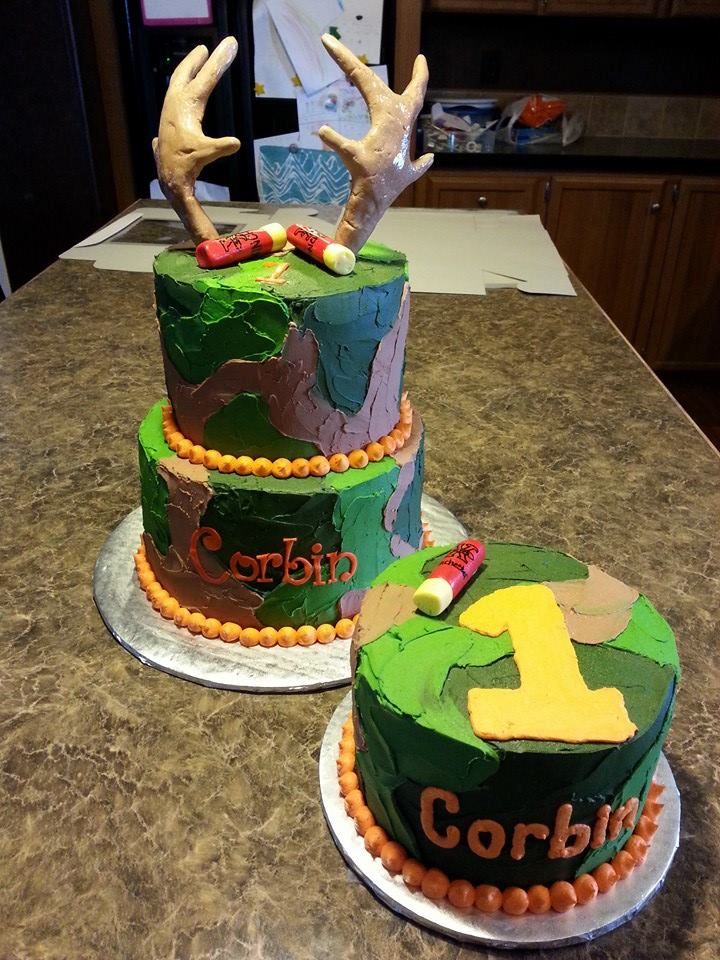 Deer Hunting Camo Birthday Cake