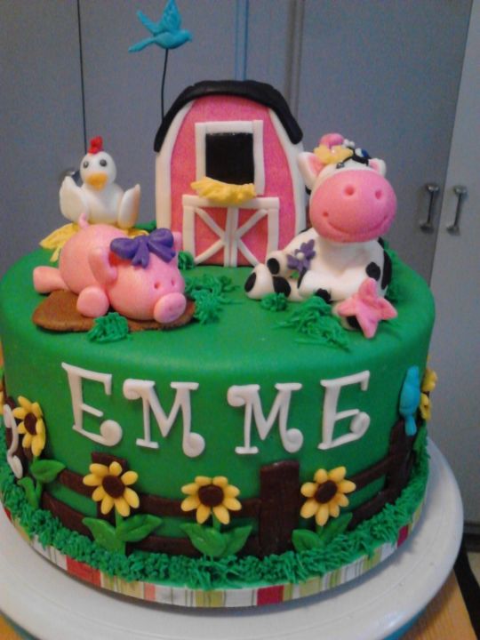 Farm-Themed Girl Birthday Cake