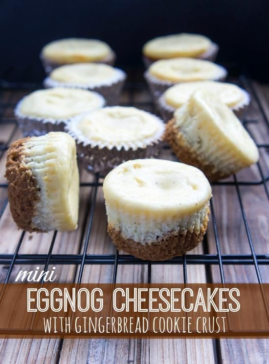 Gingerbread Eggnog Cheesecakes with Cookie Crust