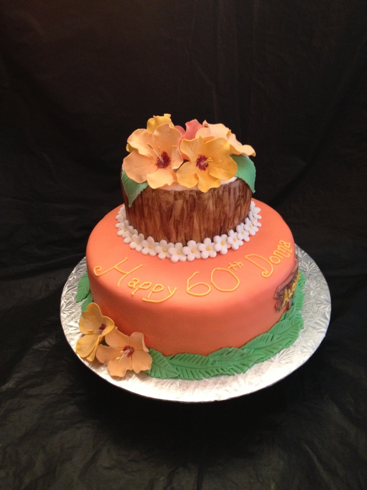 Hawaiian Themed Birthday Cake