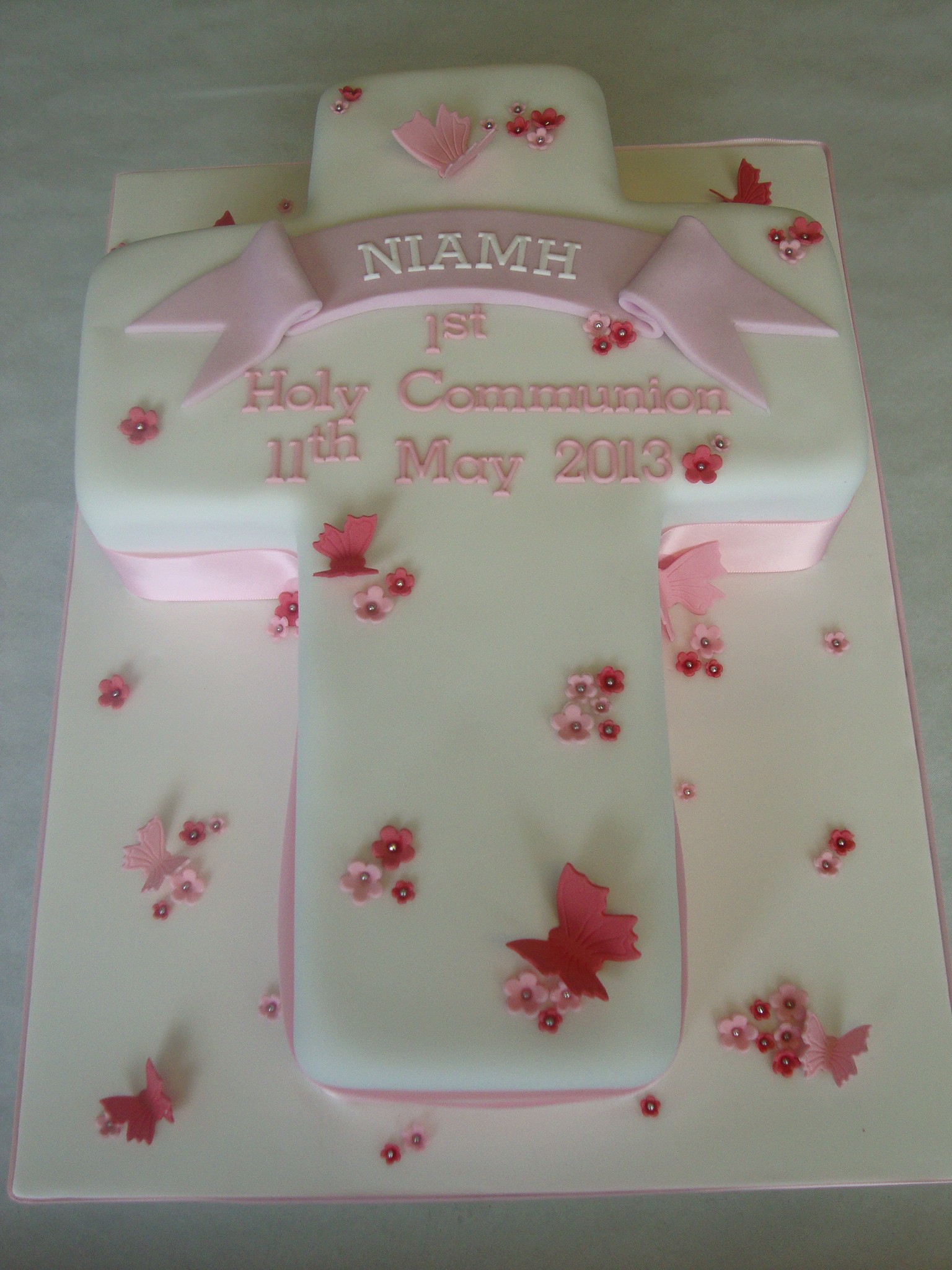 9 Photos of First Communion Cross Cakes For Girl Pink And White