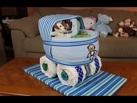 How to Make Baby Carriage Diaper Cake Boy