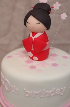 Japanese Cherry Blossom Birthday Cake